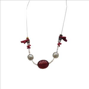 Elegant Artison Handmade Red and Pearl Necklace Etsy